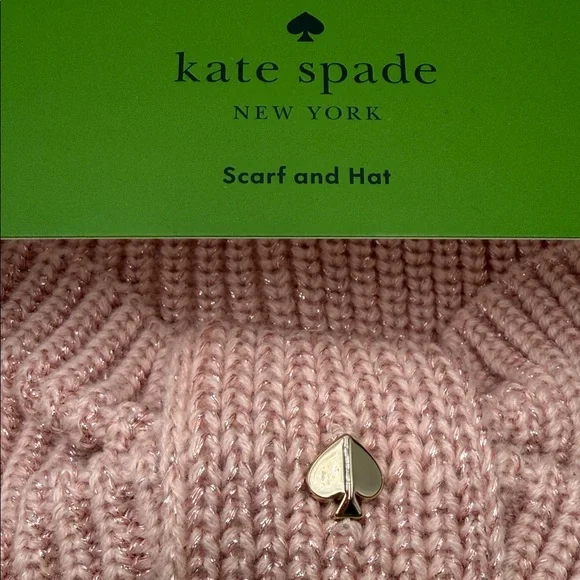 Kate Spade Blush Pink Metallic Rib Scarf & Hat Set